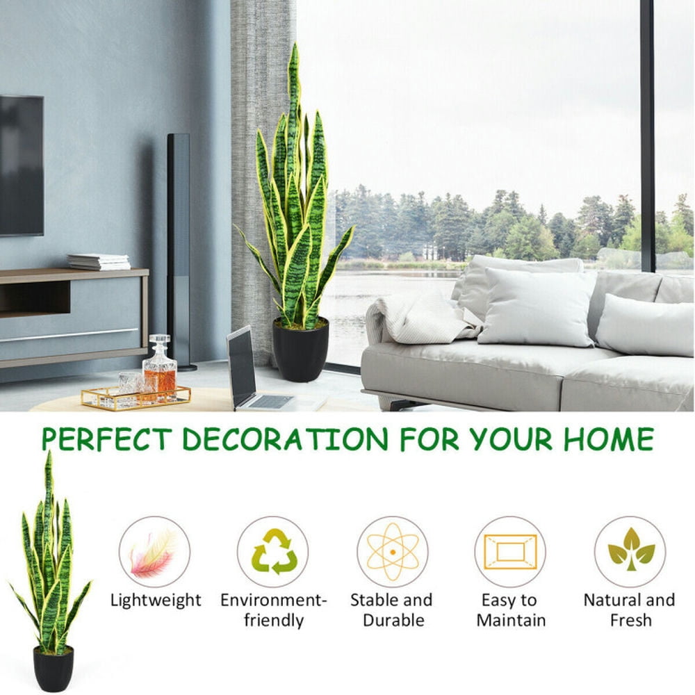 Demifill 35.5 Inch Artificial Snake Plant, Indoor-Outdoor High-End Simulated Plants, Decoration Fake Artificial Snake Plant for Indoor and Outdoor, Green