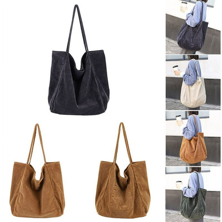 Large Cord Eco Tote Bag Corduroy Tote Bag Women Shoulder Handbags Big Capacity Shopping Bag New Walmart