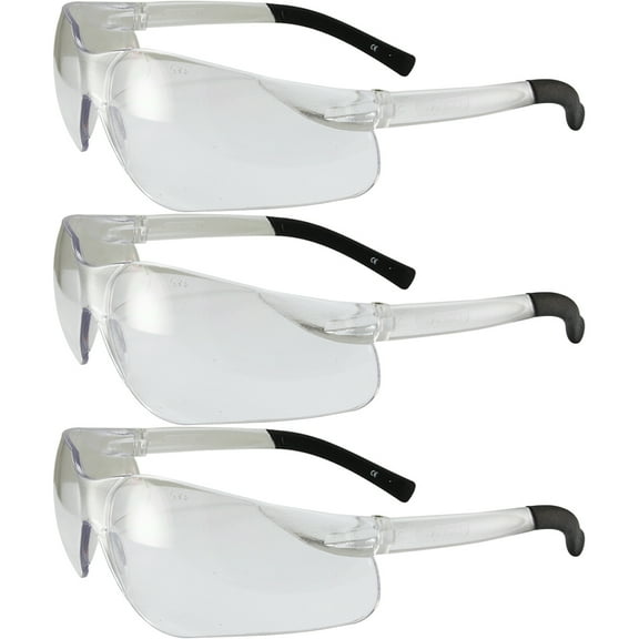 Lot of 3 Pair Turbojet CLEAR Lens Safety Glasses Sunglasses Z87.1