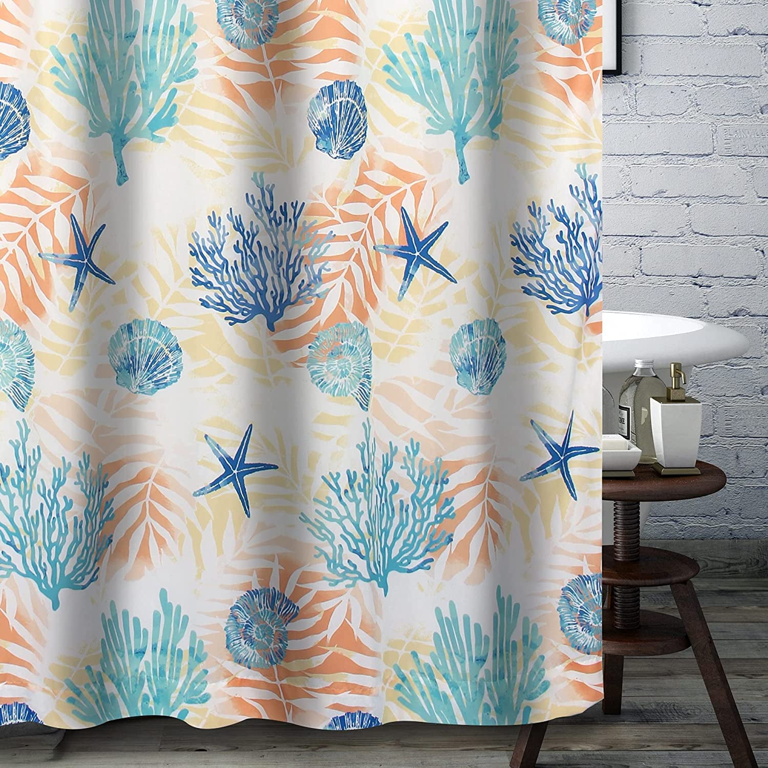 72x72" Multicolor Barefoot Bungalow Vista Eclectic Look Bath Shower Curtain 