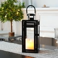 thumbnail image 2 of Metal Candle Lantern 12'' High Decorative Outdoor Lantern with Tempered Glass for Christmas Indoors Outdoors (Black Matte), 2 of 6