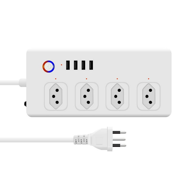 Regleta de alimentación con 4 salidas 4 puertos USB Oficina en casa WiFi Control remoto Regleta de alimentación Salida inalámbrica inteligente Enchufe de Brasil Speravity EL002028-00B