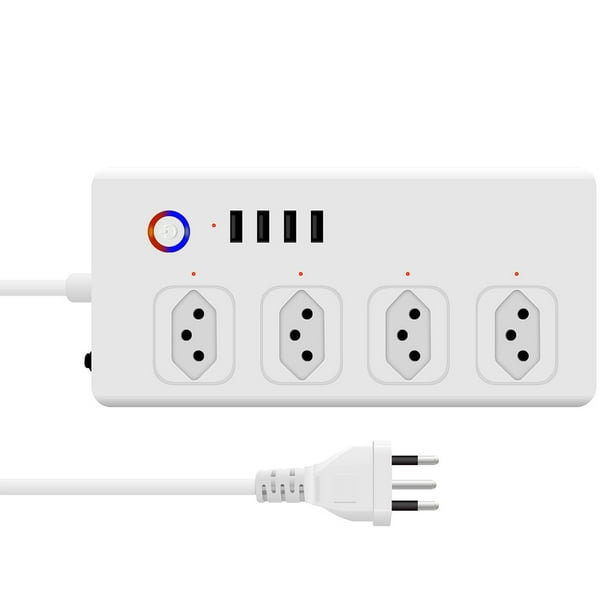 Regleta de alimentación con 4 salidas 4 puertos USB Oficina en casa WiFi Control remoto Regleta de alimentación Salida inalámbrica inteligente Enchufe de Brasil Methold EL002028-00B