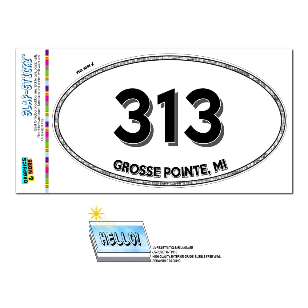 313 Grosse Pointe, MI Michigan Oval Area Code Sticker