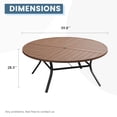 thumbnail image 2 of Vicllax Outdoor Patio Dining Table Dia.60" Slatted Tabletop Metal Frame with Umbrella Hole, Walnut, 2 of 7