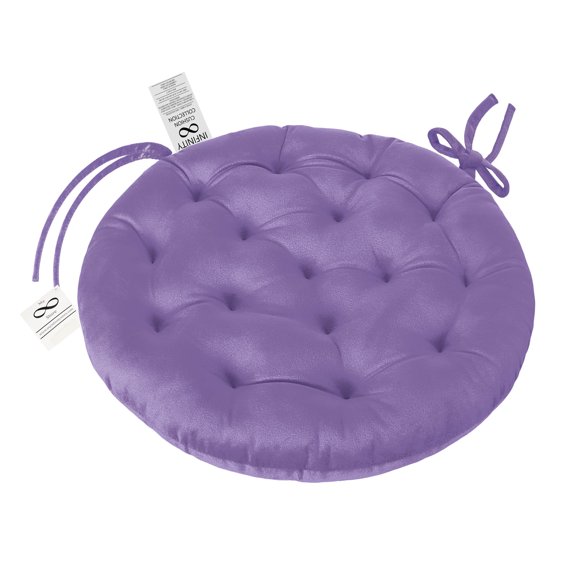 My Infinity Store 16" Plush Round Tufted Chair Pad/Cushions Tie-Backs (Purple,6 Piece)