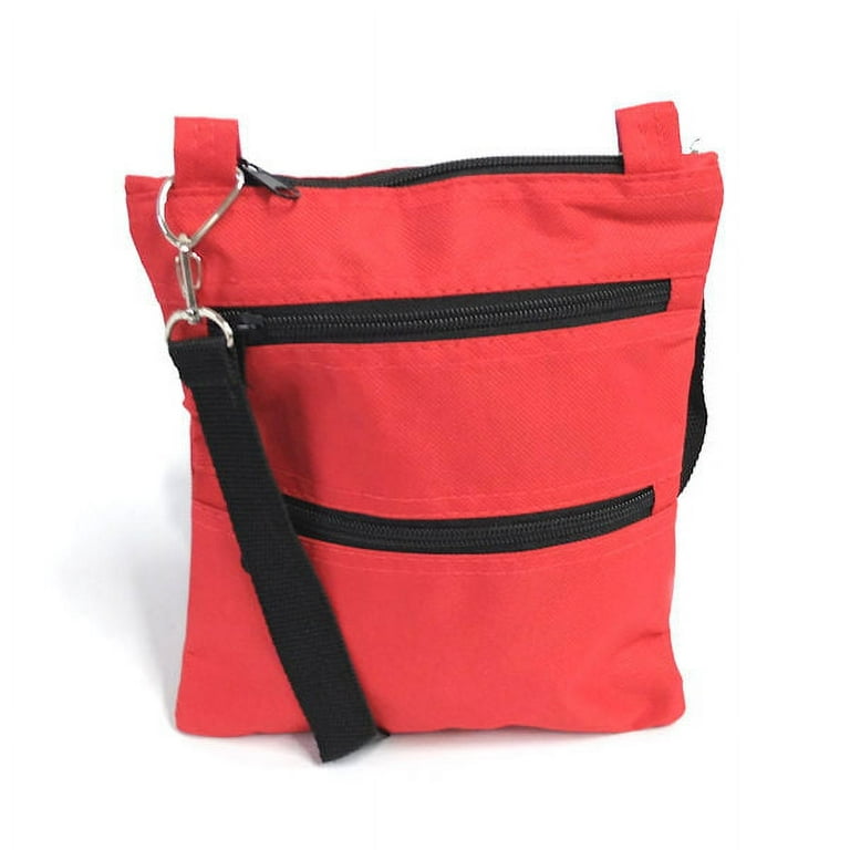 Women's Triple Zip Crossbody Bag, Set of 3 - Black, Red, Plaid