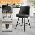 thumbnail image 5 of VINGLI 26" H Swivel Barstools Set of 2, PU Faux Leather Upholstered Counter Height Bar Stool with Back, Kitchen High Chairs with Cushion Round Seat, Metal Legs, White, 5 of 14