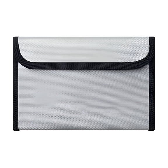 GJX Fireproof Waterproof Document Bag Secret File Protect Pouch Cash Safe Box Silver