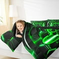 thumbnail image 5 of Feelyou Cartoon Green Gamepad Bedding Comforter Set for Kids, Neon Square Honeycomb Twin Comforter Sets, Modern Video Gamer Reversible Bedding Set, Super Cozy Room Decor, 2pcs, 5 of 9