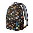 thumbnail image 2 of Football and Basketball Black Pattern Backpack for School, Cute School Bag with Adjustable Shoulder Straps and Padded Back, 15.3"x11"x7.1", 2 of 5
