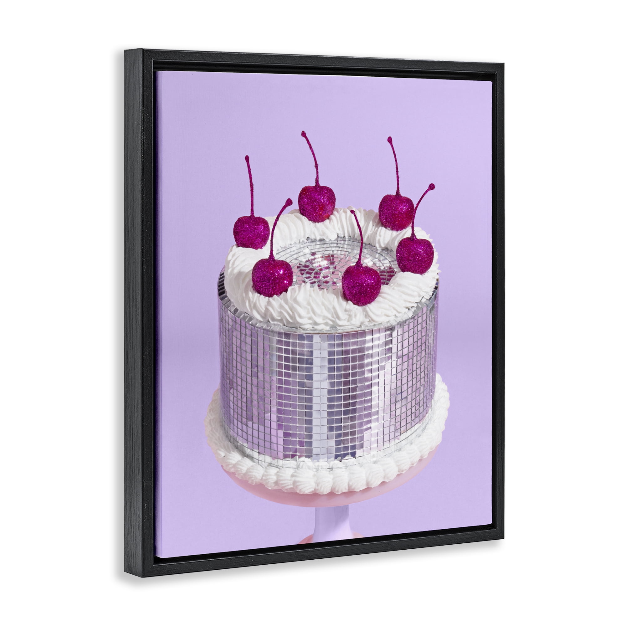 Stupell Industries Gleaming Disco Cake Black Framed Floater Canvas Wall Art, design by LISH Creative