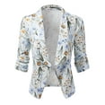 thumbnail image 1 of Doublju Women's Ruched 3/4 Sleeve Open Front Blazer Jacket with Plus Size, 1 of 4