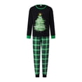 thumbnail image 2 of Conjunto de pijamas navideños familiares a juego con estampado de árbol, letras y cuadros. Pijamas de vacaciones para papá, mamá y niños., 2 of 9