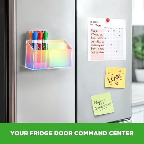 Magnetic Dry Erase Marker Holder for Whiteboard, Acrylic Magnet Pen Holder for Refrigerator Fridge,Marker Holder for Classroom Teacher,Pencil Cup,Office Accessories,Locker Organizer(Colorful)