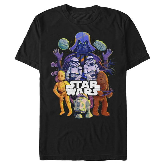 Men's Star Wars Character Collage Sidewalk Art  Graphic Tee Black 5X Large