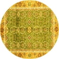 thumbnail image 1 of Ahgly Company Machine Washable Indoor Round Oriental Yellow Traditional Area Rugs, 8' Round, 1 of 1