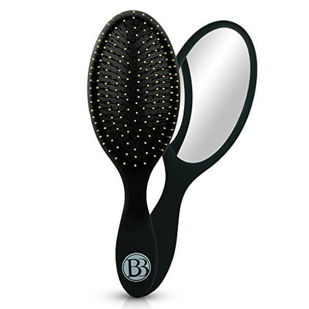 Hair Brush with Mirror by Beautify Beauties for All Hair Types Wet or Dry For All Ages with Mirror on Back (Black)