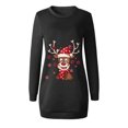 thumbnail image 4 of Women's Casual Pullover Sweatshirt Dress Christmas Printed Round Neck Long Sleeve Fall Winter Mini Sweater Dresses, 4 of 4