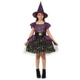 thumbnail image 2 of MUXiin ,Girls Halloween Witch Dress Set With Matching Hat For Kids Party Performance Outfit Ages 4-10 Years,(6-8 Years,Z01-Purple), 2 of 7