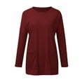 thumbnail image 4 of Baqcunre Women's Sweaters Womens Long Sleeve Sweatshirts Color Block Crewneck Sweaters Tunic Tops Crewneck Sweatshirts Womens Tops Wine L, 4 of 4