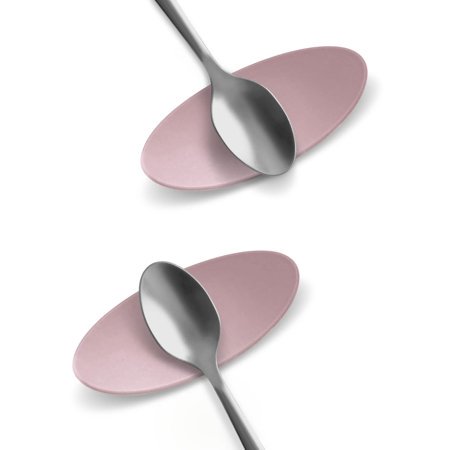 Carrotez Small Silicone Coffee Spoon Rest 2 Pcs (0.2"" X 1.6"" X 3.74"") Spoon Holder Flexible Almond-Shaped For Next To Coffee Maker - Kitchen Utensil Rest Pink