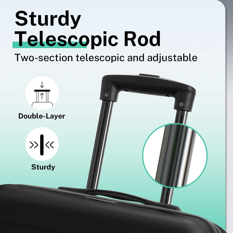 Luggage Sets 2 Piece Hardshell Lightweight Carry on Luggage Cosmetic Case with wheels USB Port TSA Lock 14 20 inch Black
