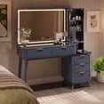 thumbnail image 7 of OKD 48" Fluted Vanity Desk with 36" Mirror and Lights, Modern Makeup Table with 5 Drawers, Charging Station, Adjustable Shelves - Dark Gray, 7 of 7