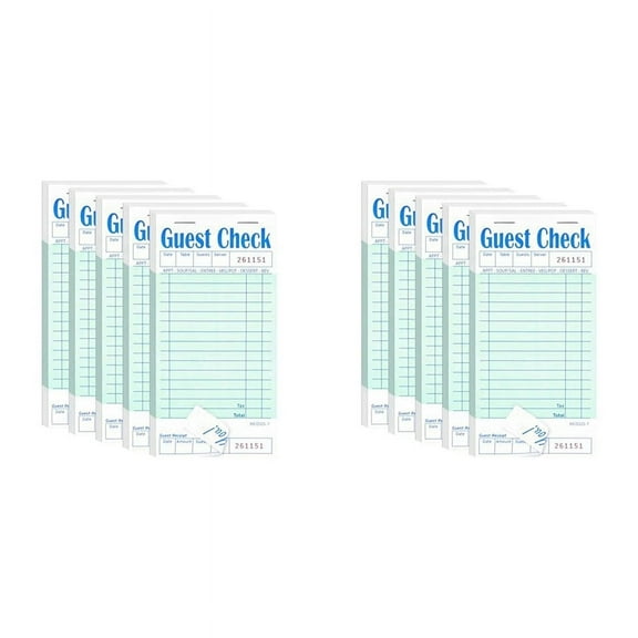 10 Pack Guest Check Books, Server Note Pads for Restaurant, Green Waiter Checkbook, Restaurant Order Pad 50 Sheets/Pack