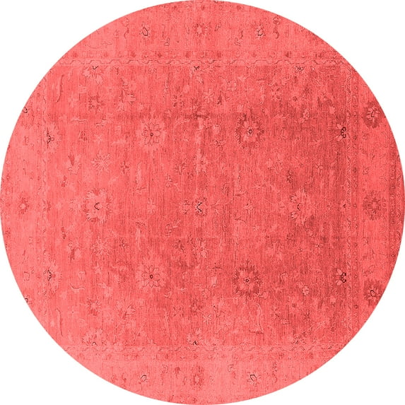 Ahgly Company Indoor Round Oriental Red Industrial Area Rugs, 8' Round