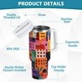 thumbnail image 2 of Yayeee 30oz Double-Wall Insulated Stainless Steel Tumbler with Handle Bottle, Art Buildings, 2 of 8
