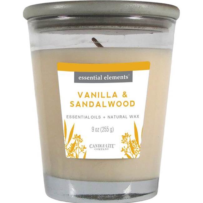 Candle Lite 251062 9 oz Vanilla & Sandalwood Jar Candle with Gray Wood