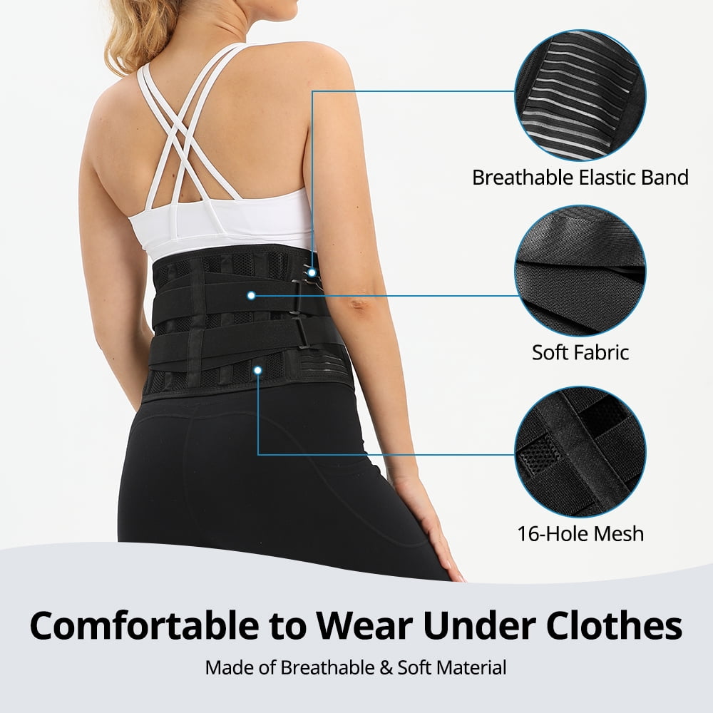Adjustable Lumbar Support Belt Lower Back Brace Posture Corrector Waist Wrap for Sciatica Back Postpartum Abdomen Shaping for Heavy Lifting, Workout, Fitness, Women and Men