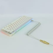 Mamba Snake Custom Transparent Coiled Keyboard Cable for Gaming Keyboard, Double-Sleeved Mechanical Keyboard Cable with Detachable Metal Aviator, 2.0M(0.66ft) USB-C to USB-A Keyboard Wire(Crystal)