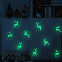 Christmas Window Clings Holiday Wall decals, Fluorescent Wall Stickers For Christmas Deer That Glows In The Dark Party