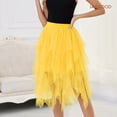 thumbnail image 3 of JASGOOD Tulle Skirts for Women High Low Layered Irregular A-Line Midi Skirt Elastic High Waist Party Skirt, 3 of 7