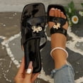 thumbnail image 5 of Samdudou Womens Slide Sandals Elegant Square Open Toe Slip On Flats Chic Cutout Straps with Unique Metallic Insect Hardware Accent Dressy Evening Party Shoes Summer Footwear, 5 of 6