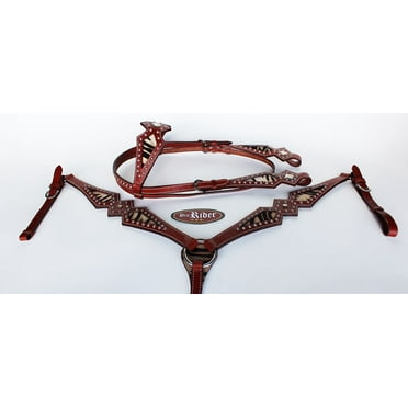 Sale Horse Saddle Tack Rodeo Bridle Western Leather Headstall Breast Collar 7880