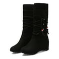 thumbnail image 6 of Fesfesfes Fuzzy Boots for Women Suede Mid-boots With Inner Raised Round Ethnic Style Wool Barrel US:4.5(35), 6 of 9