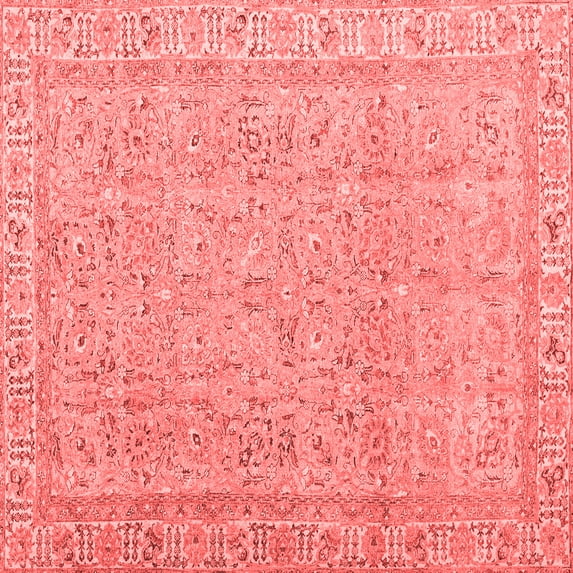 Ahgly Company Indoor Square Abstract Red Contemporary Area Rugs, 3' Square