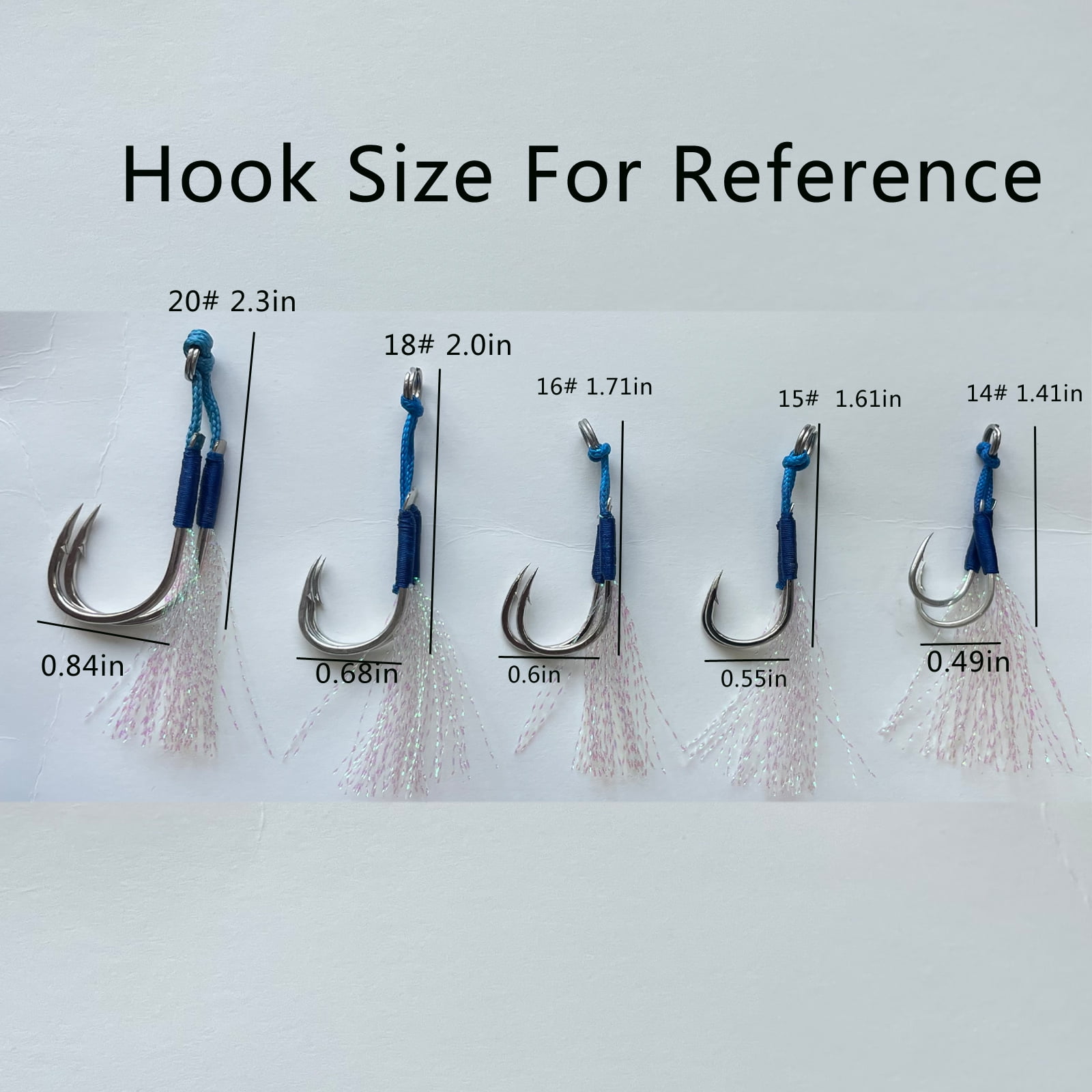 40 pcs/20 pairs of tied hair hooks for boat fishing, trolling, sea fishing, and lure hooks, blood channel iron plate double hooks. Tackle Box, for freshwater and saltwater,14#, 15#, 16#, 18#, 20#