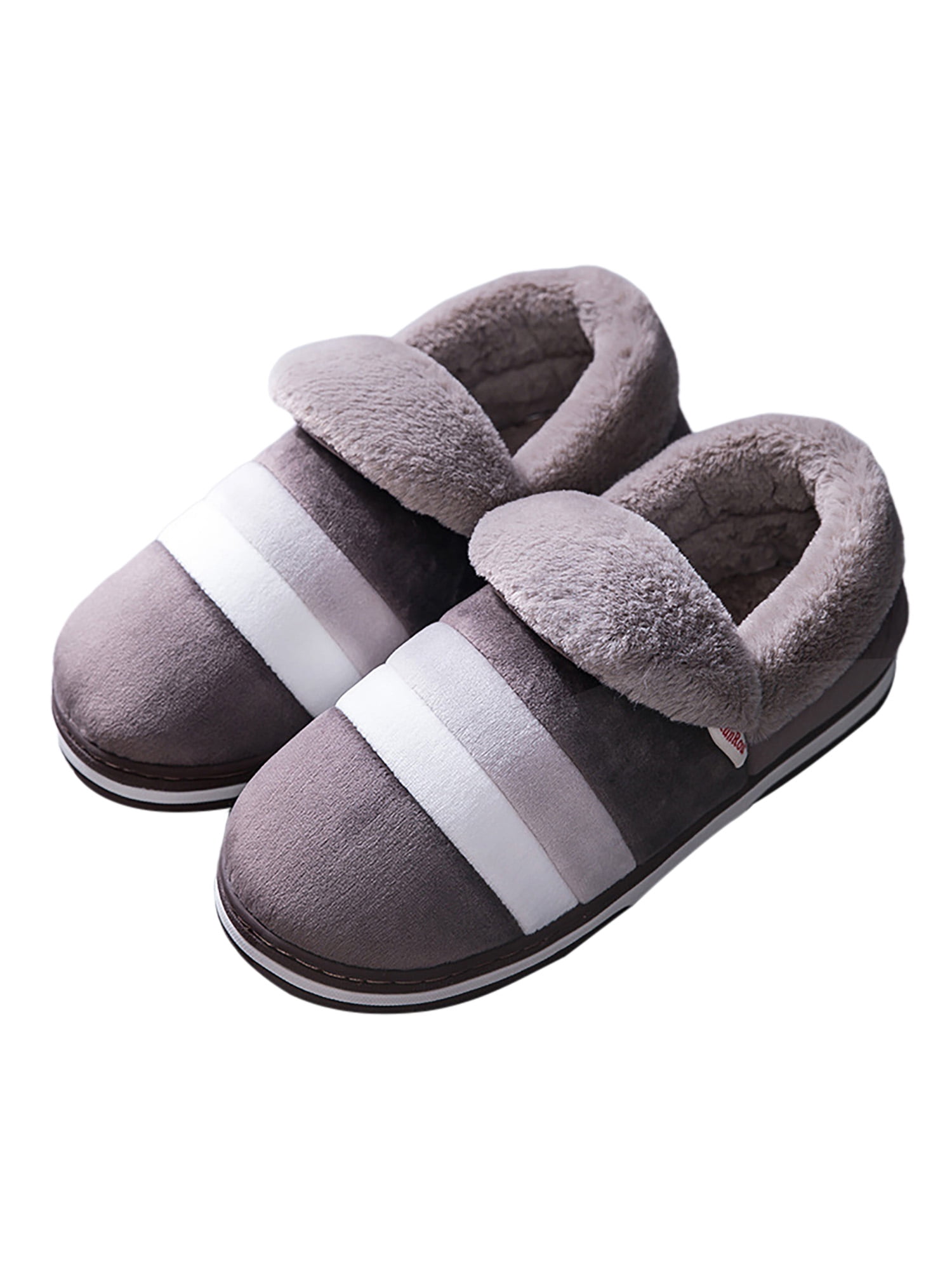 Lacyhop Men Winter Slipper Warm Plush Snow Boots Indoor Casual Walking Outdoor Non Slip Shoes, Men's, Size: US 9.5-10, Brown