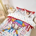 thumbnail image 2 of Castle Fairy Baseball Ice Cream Duvet Cover King, Sport Theme Dessert King Bedding, Pink Blue Red,3 Pieces,1 Duvet Cover and 2 Pillowcases, 2 of 6