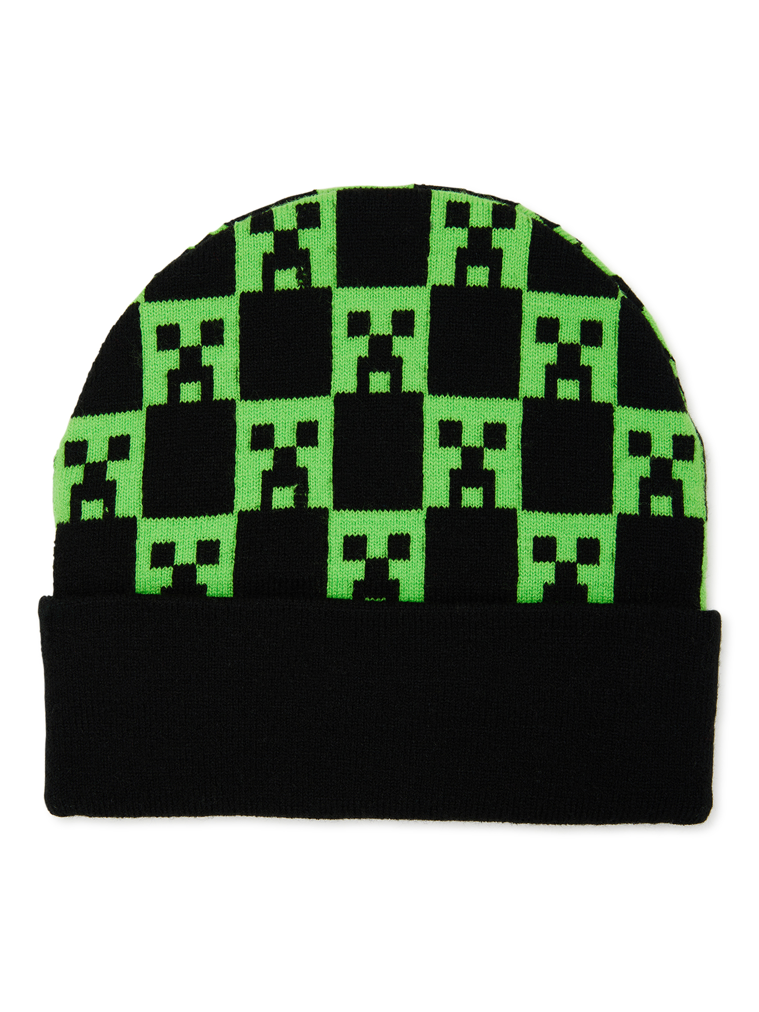 Minecraft Embroidered Check Beanie Black Green