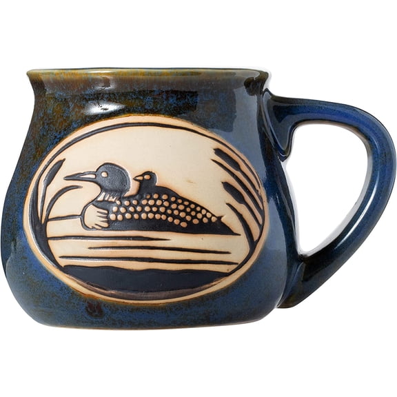 Cape Shore Handcrafted Bean Pot Stoneware 16oz Mug, Multiple Styles Available (Loon)