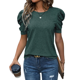 thumbnail image 1 of Suéter de Corta Abullonada para Mujer, Tops de y Verano 2025, Conjuntos de Punto, Camisa de Cuello Redondo, Blusas, Verde Tinta, Talla S, 1 of 4
