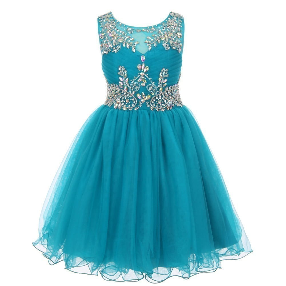 Flower girl dress teal Clearance
