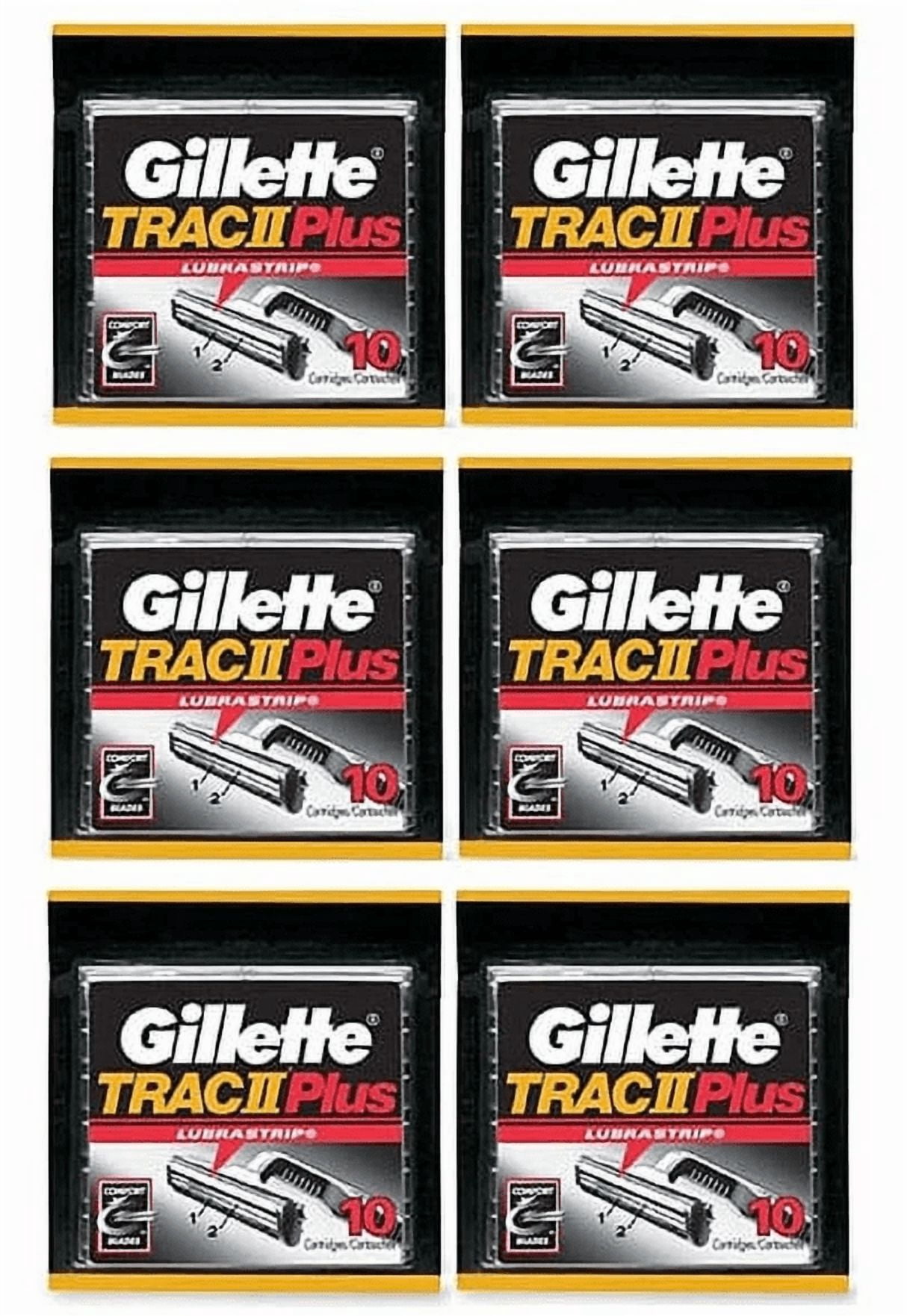 Gillette Trac II Plus Refill Razor Blades 10 ct. (Pack of 6)