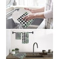thumbnail image 5 of Sage Green Eucalyptus Kitchen Dish Towels for Drying Dishes Set of 2, Spring Leaves Black White Plaid Waffle Weave Microfiber Hand Tea Bathroom Towels Quick Dry & Absorbent Towel 15.7x23.6, 5 of 7