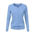 thumbnail image 2 of TANGNADE Women's V Neck Cardigan Sweater Plus Jacket Solid Color Knitted, Blue L, 2 of 5